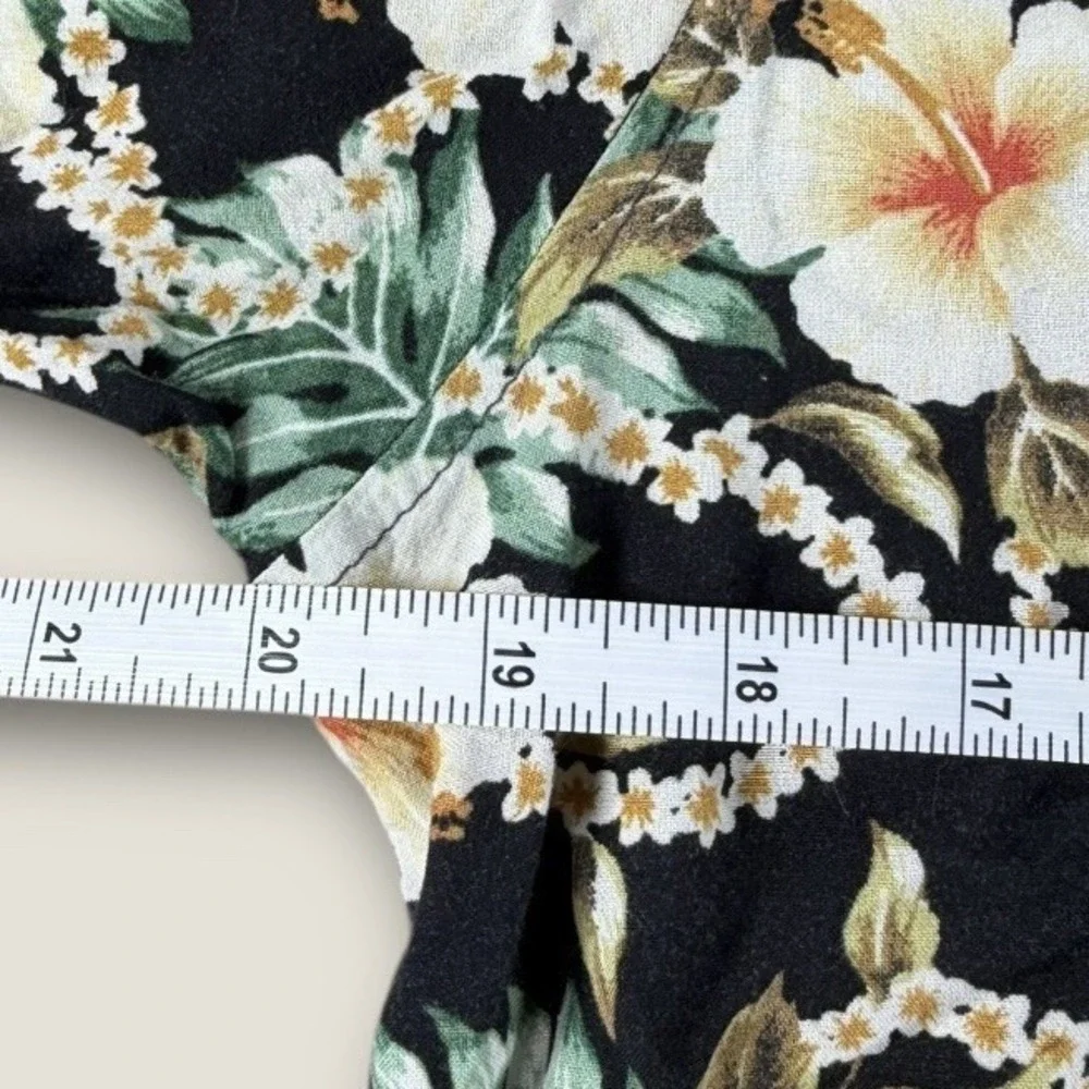Denim & Supply Ralph Lauren Hawaiian Shirt Medium M Black Floral‎ Viscose BoHo